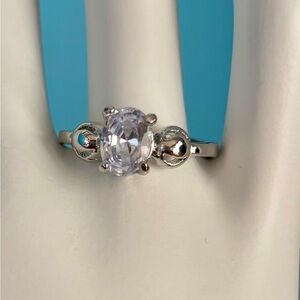 Oval Cut CZ Sterling over Brass Ring size 8